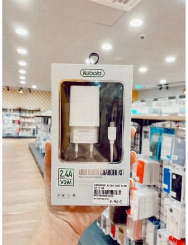 Cargador MicroUsb Blanco 2.4A V2M