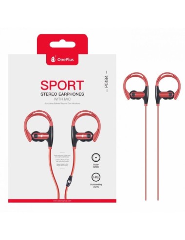 Auriculares Estéreo SPORT con micrófono color ROJO