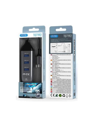 HUB ADAPTADOR TYPE C A HDMI 4K + 3 USB 3.0
