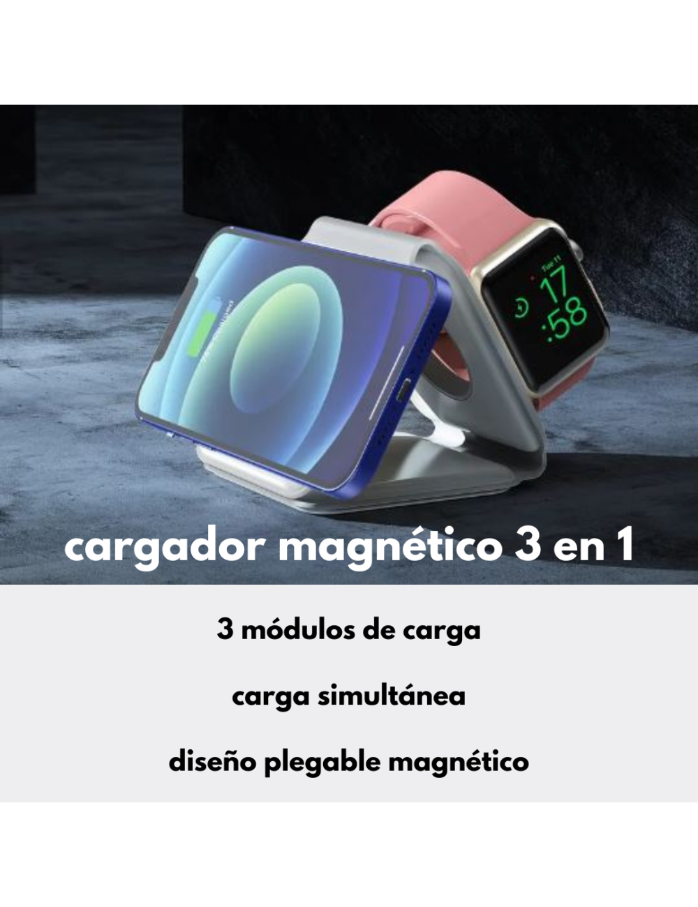 Cargador magnético 3 en 1