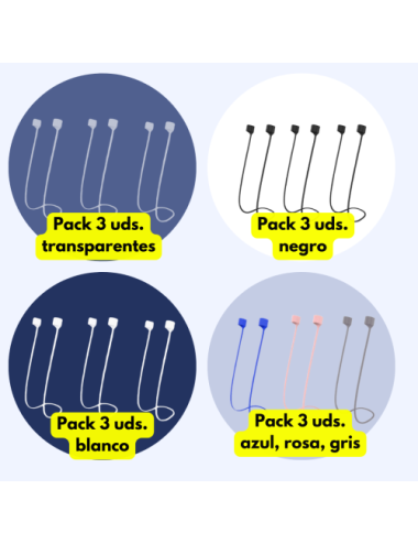 Pack 3 correas magnéticas antipérdida para auriculares inalámbricos, compatible con Airpods